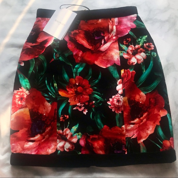 NWT Authentic Balmain Velvet Floral Mini Skirt - Picture 4 of 13
